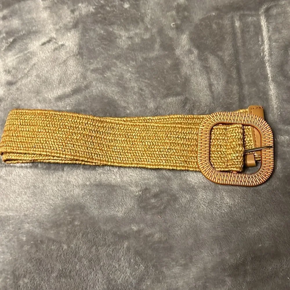 3 Cream Belts with Small Straw Crossbody Purse